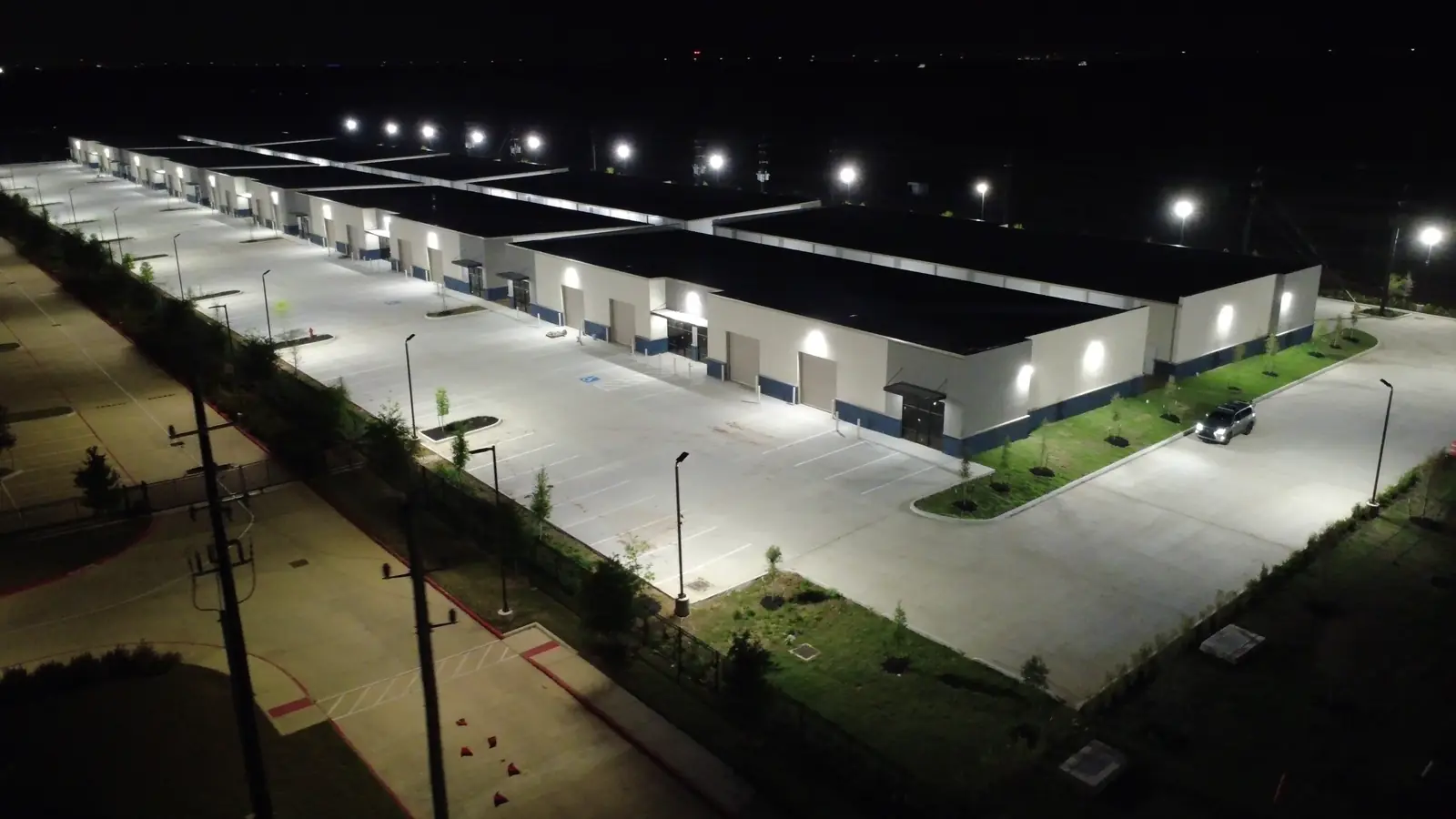 Highline Business Park at night